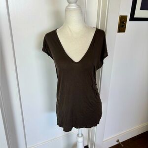 Enza Costa Silk Blend V-neck Tee in Sz XS #1